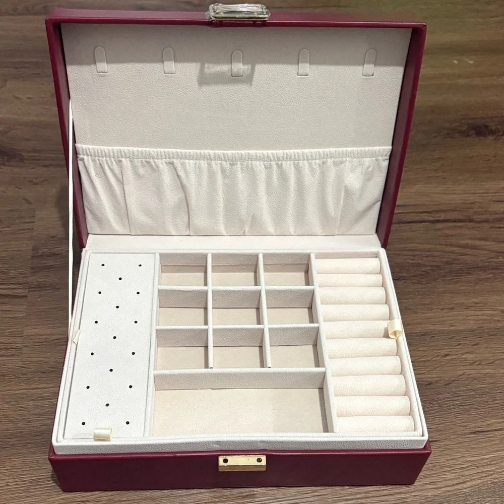 Red Faux Leather Jewelry Case-New